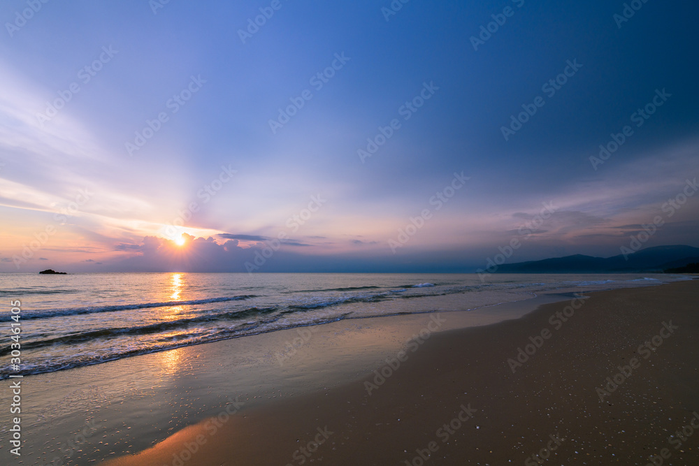 Beautiful cloudy on Sunrise at Khanom beach,