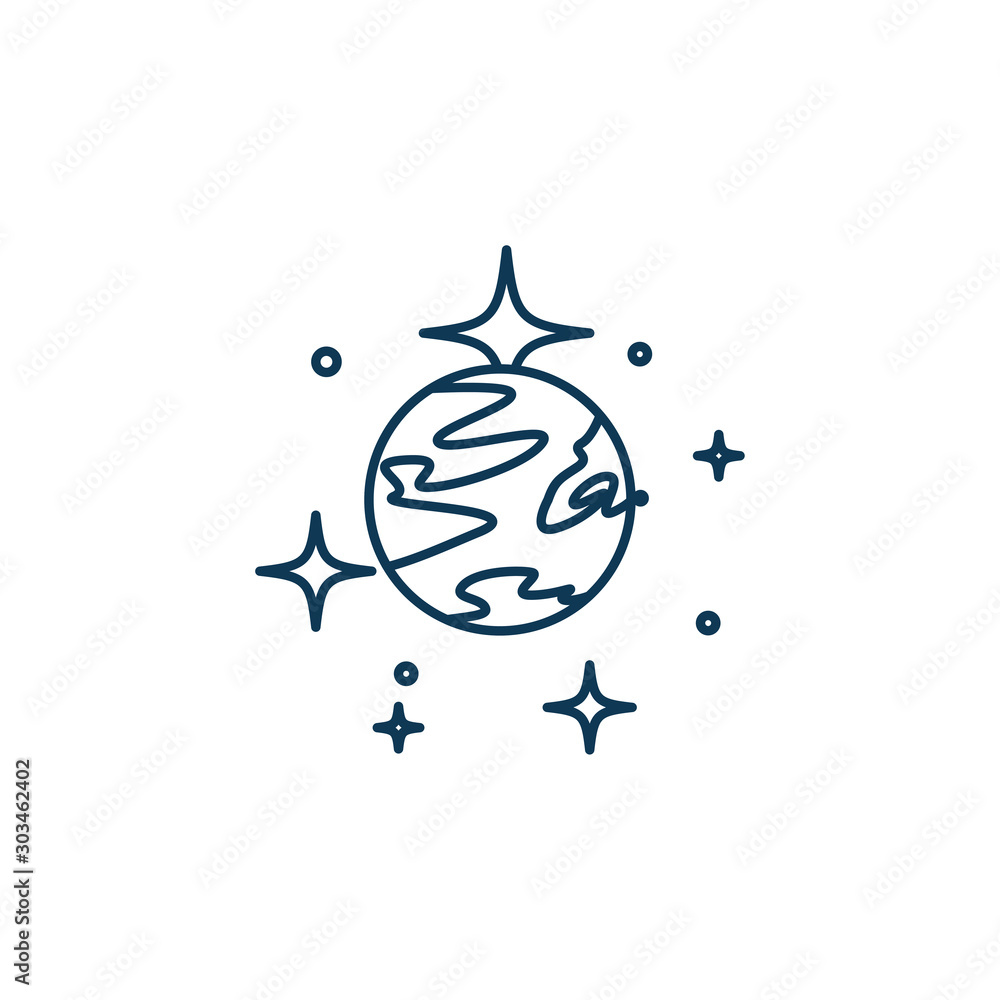 Fototapeta premium space planet line style icon