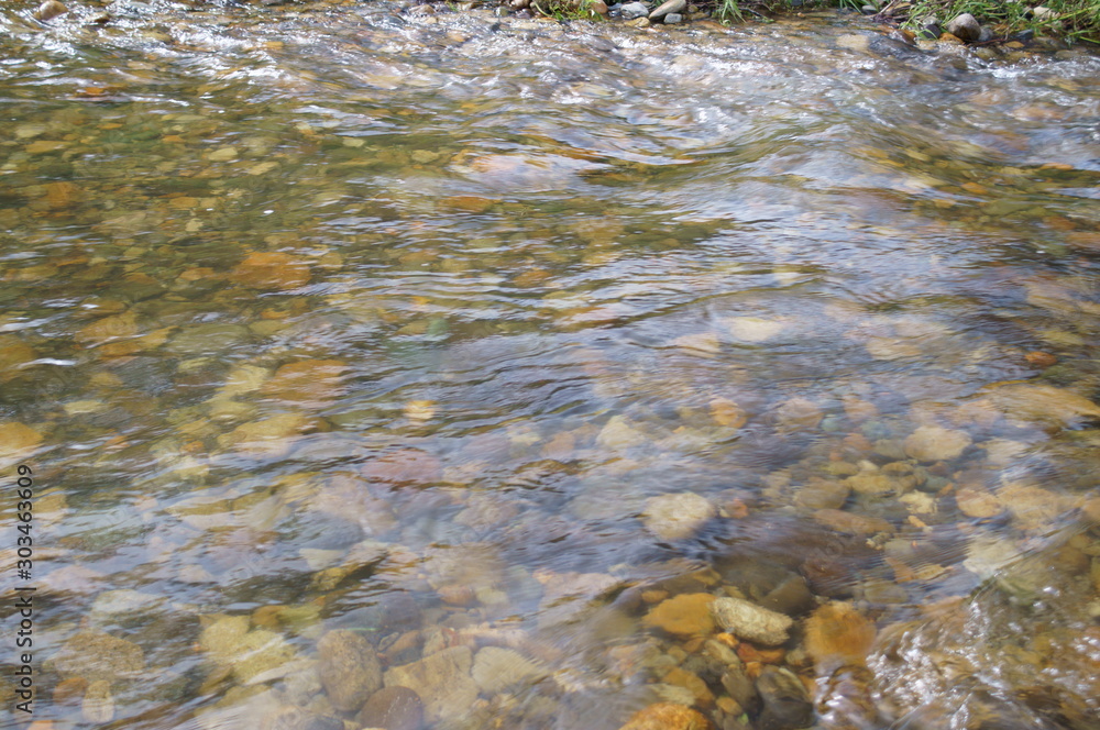 Japanese river flow water splash