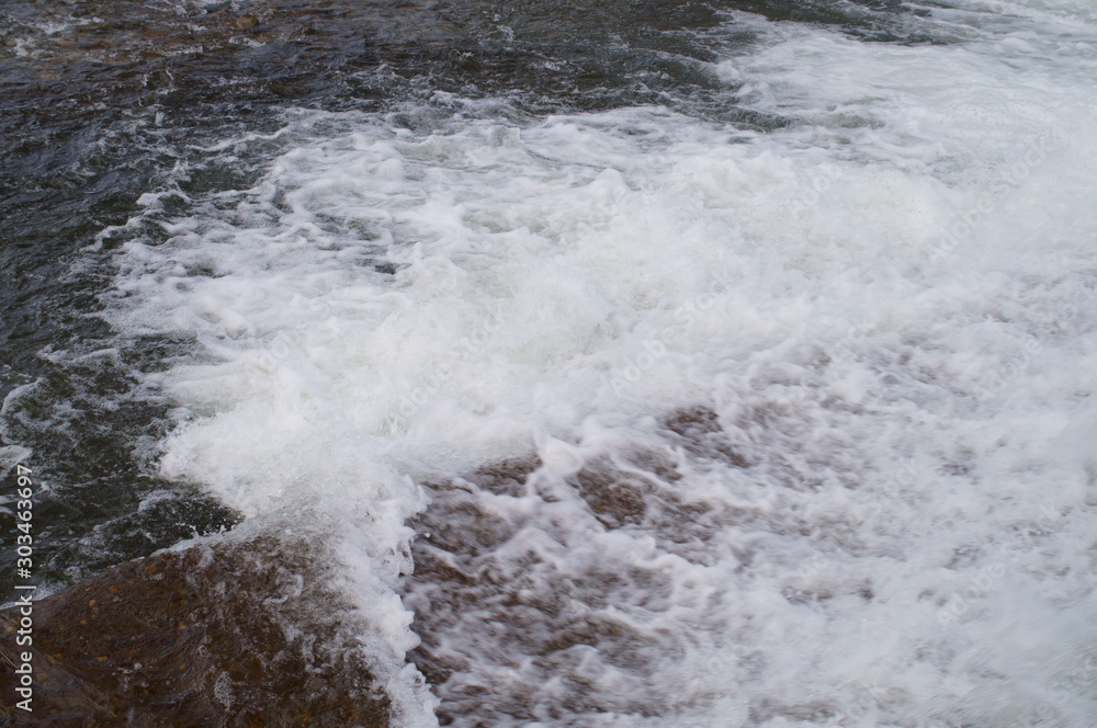 Japanese river flow water splash