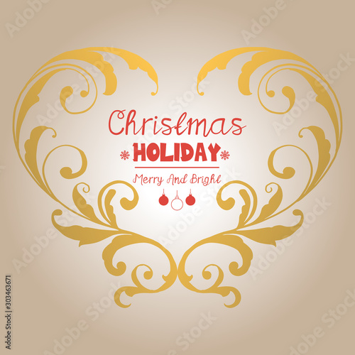 Seamless leaf flower frame art, for greeting card christmas holiday. Vector