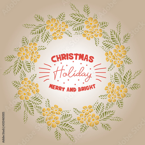 Design elegant card of christmas holiday, with abstract leaf flower frame. Vector © StockFloral
