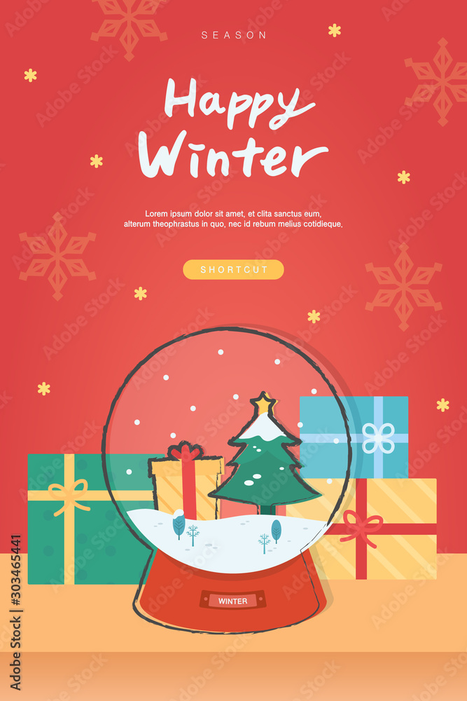 Winter shopping popup illustration collection