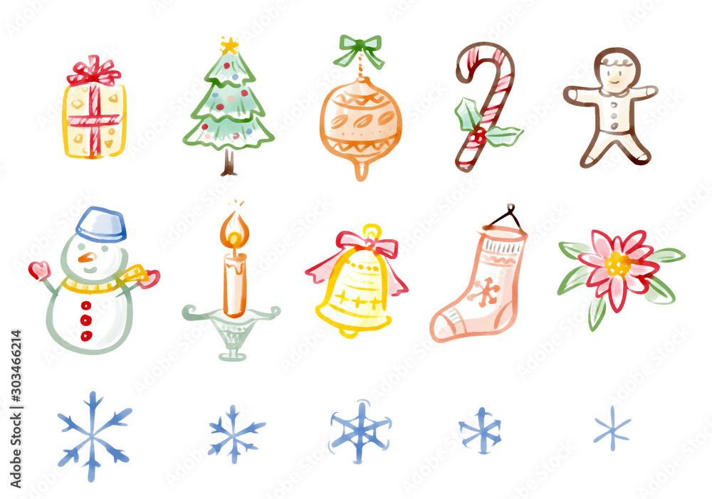 Fototapeta premium クリスマスのイラスト 手描き セット