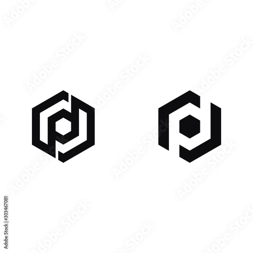 Abstract initial letter PD logo design template