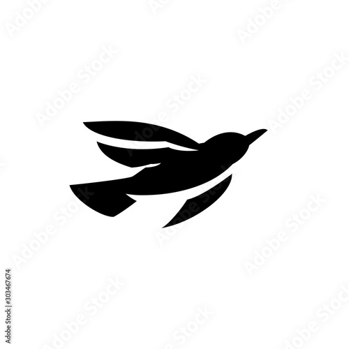 Silhouette simple bird logo and icon design