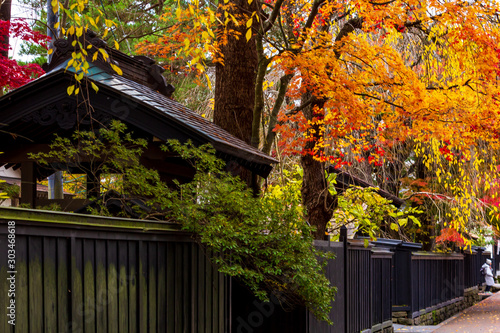 秋田県角館　武家屋敷の紅葉　秋　風景 photo