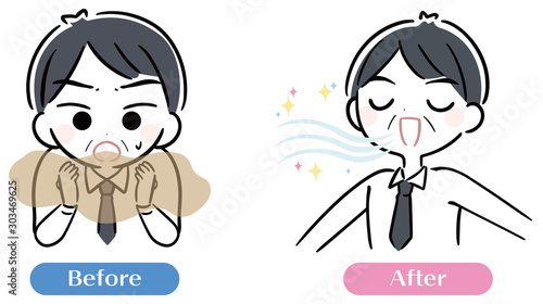 口臭くさい　男性　イラスト　セット