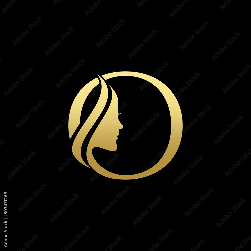 Letter O Beauty Women Face Logo Design Vector Stock Vector | Adobe Stock