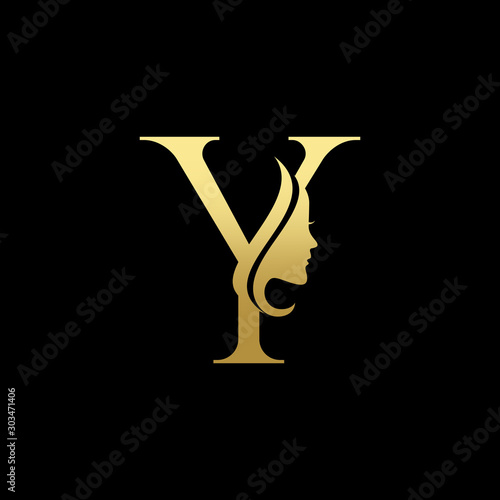 Letter Y Beauty Women Face Logo Design Vector