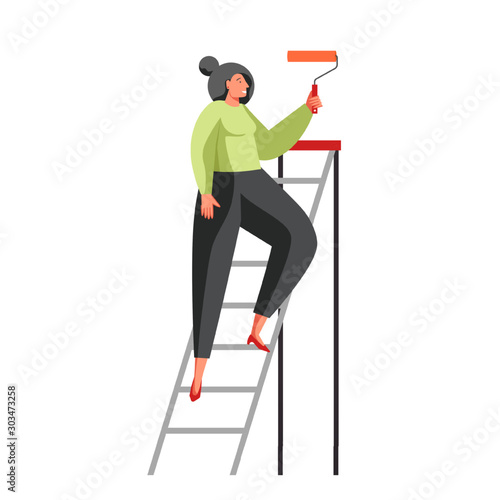 Painting wall services vector flat isolated illustration