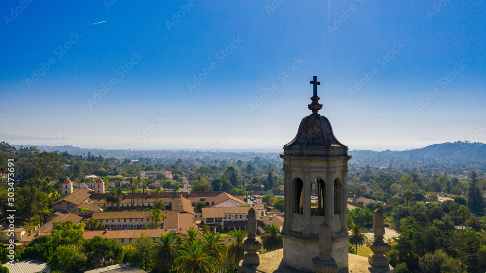 Fototapeta premium Aerial View mission Santa Barbara