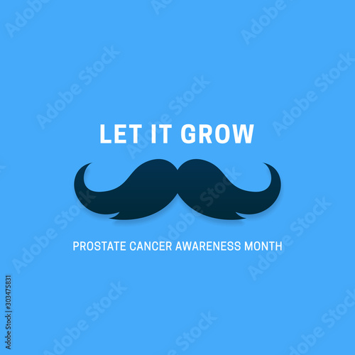 Simple clean Prostate Cancer Awareness Month poster background campaign design with mustache icon vector illustration