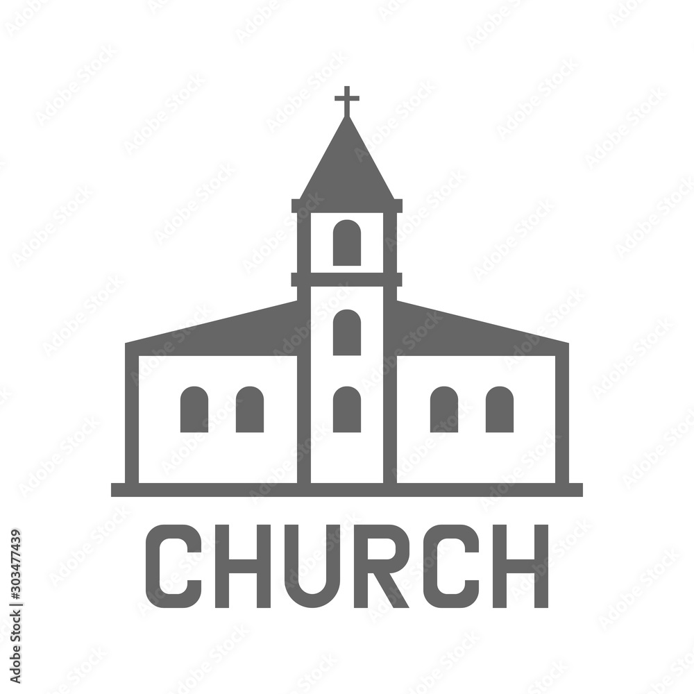 Church building on white background. Vector illustration.