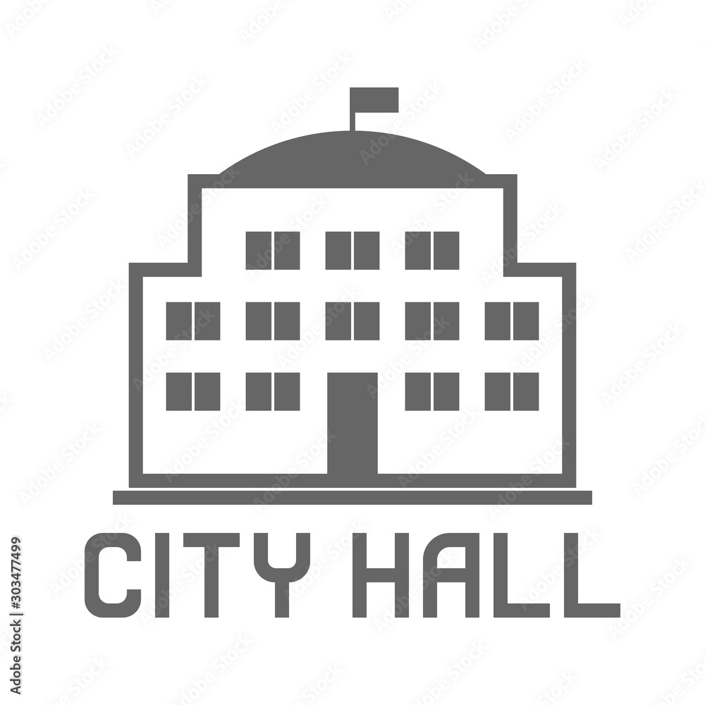 City hall building on white background. Vector illustration.
