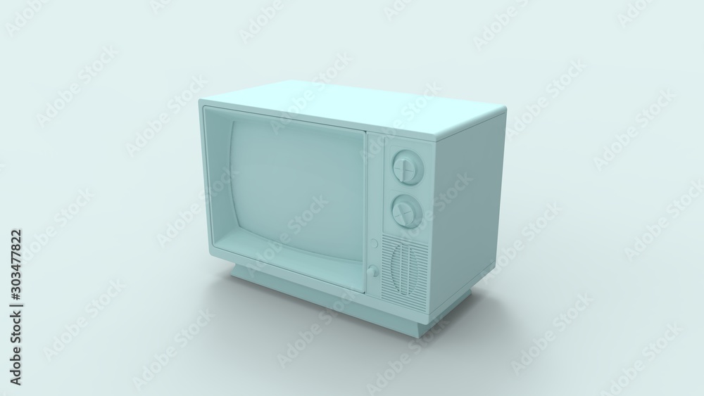 3d rendering of a retro television isolated in a studio background