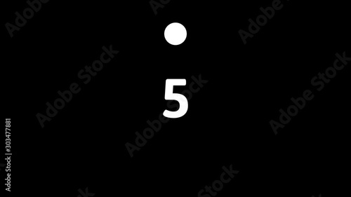 Minimal countdown timer with tailed lines circling counterclockwise from 10 to 0 seconds. White on balck. Isolated animation.