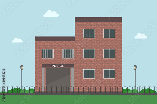 Police station. Cartoon style. Vector illustration. © Vector DSGNR