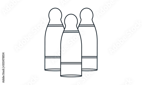 Contour bowling funny play icon for recreational bowling games and playful designs