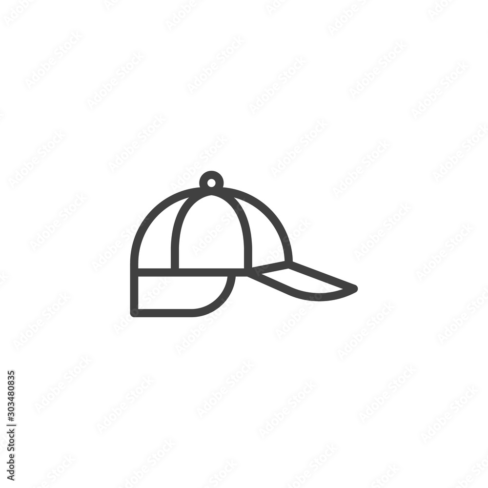 Fisher cap line icon. linear style sign for mobile concept and web design. Hiking accessory hat outline vector icon. Symbol, logo illustration. Vector graphics Fisher cap line icon. linear style sign for mobile concept and web design. Hiking accessory hat outline vector icon. Symbol, logo illustration. Vector graphics
