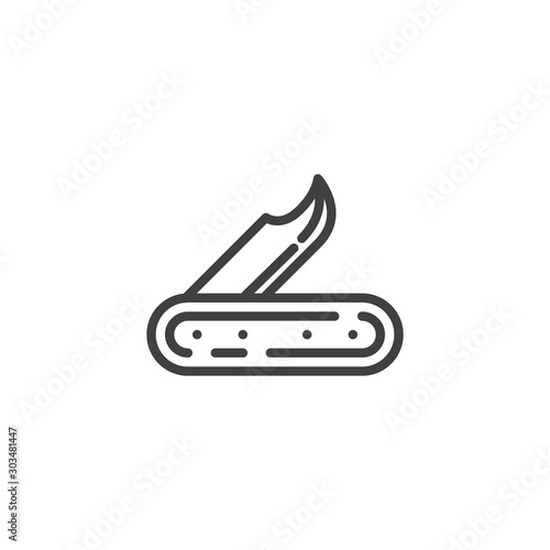 Pocket knife line icon. Jackknife linear style sign for mobile concept and web design. Camping knife outline vector icon. Symbol, logo illustration. Vector graphics