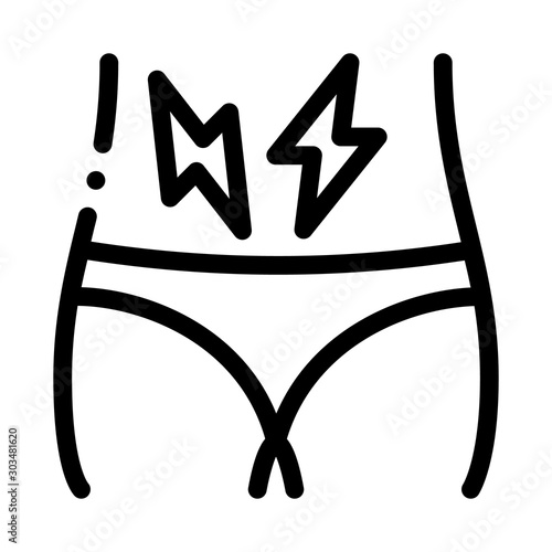 Lower Abdominal Pain Icon Vector. Outline Lower Abdominal Pain Sign. Isolated Contour Symbol Illustration