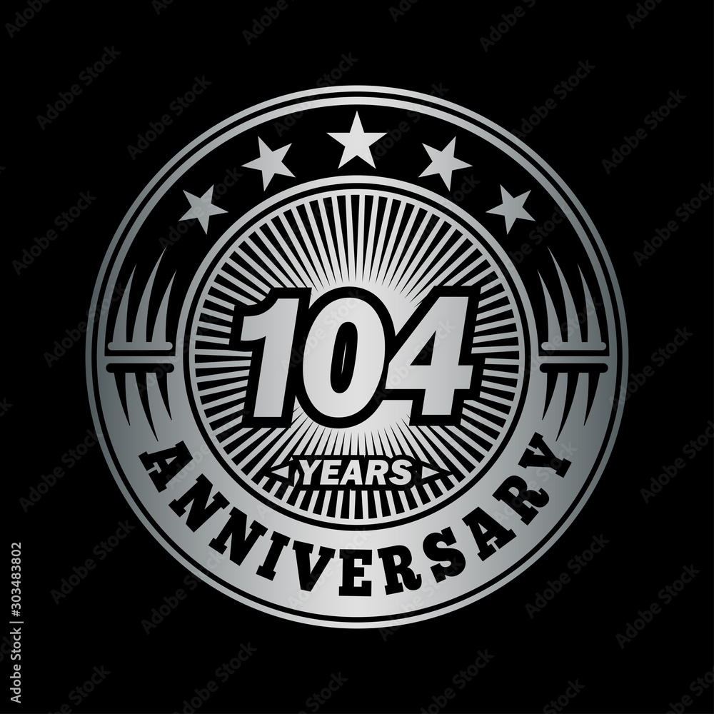 104 years anniversary celebration logo design. Vector and illustration.
