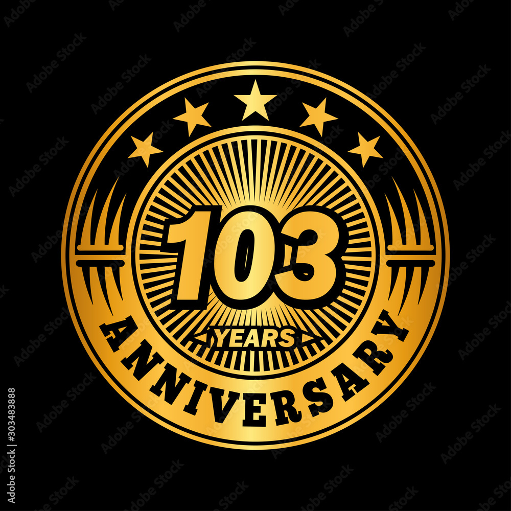 103 years anniversary celebration logo design. Vector and illustration.