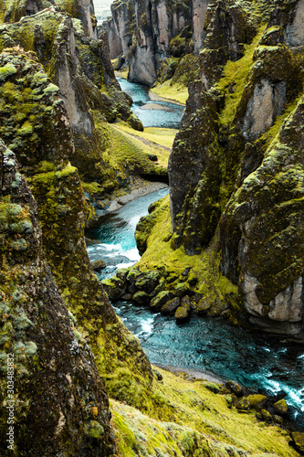 landscape of Fjadrargljufur canyon in Iceland. Top tourism destination. Beautiful landscape in Iceland.