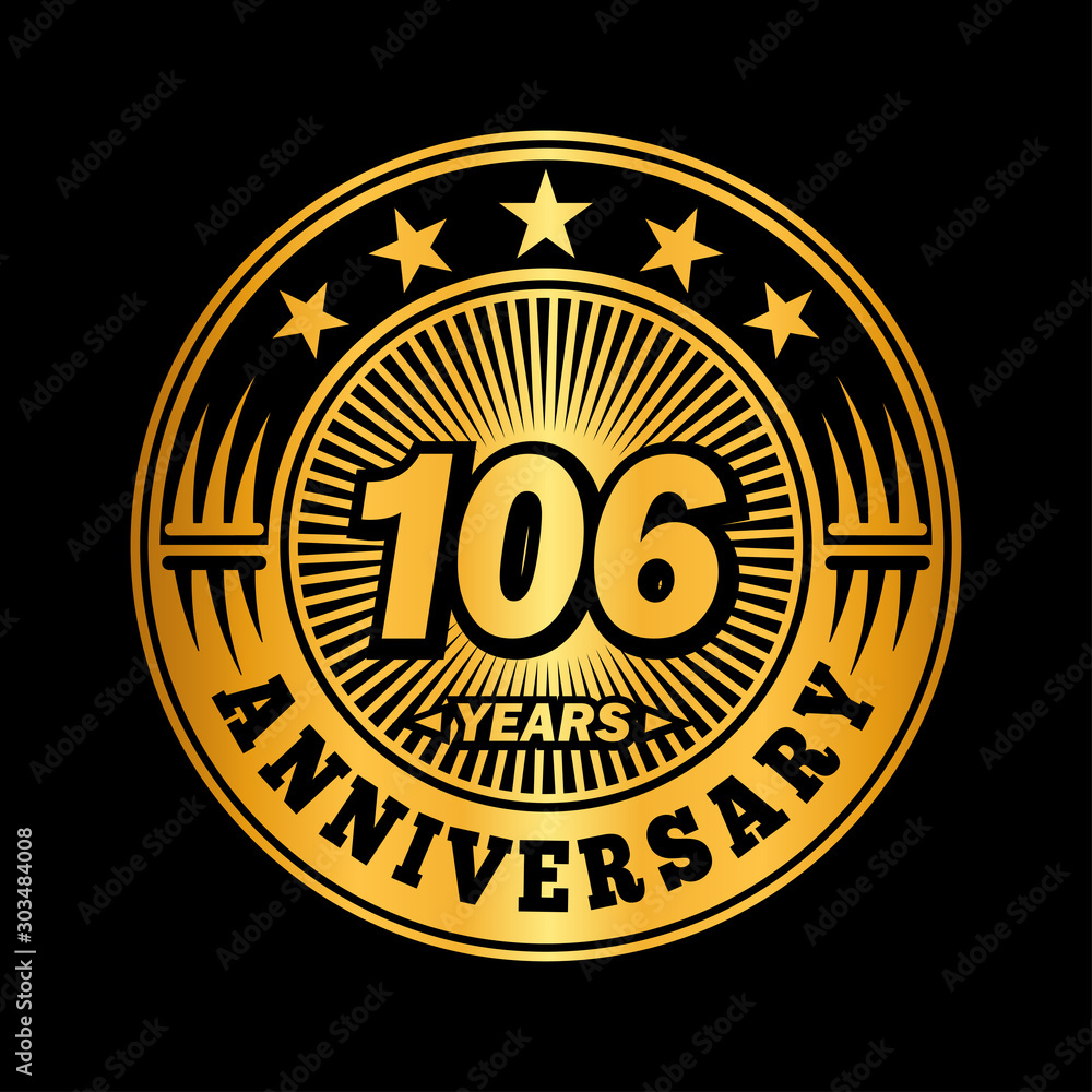 106 years anniversary celebration logo design. Vector and illustration.