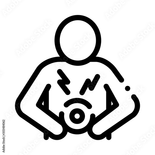 Bellyache Icon Vector. Outline Bellyache Sign. Isolated Contour Symbol Illustration