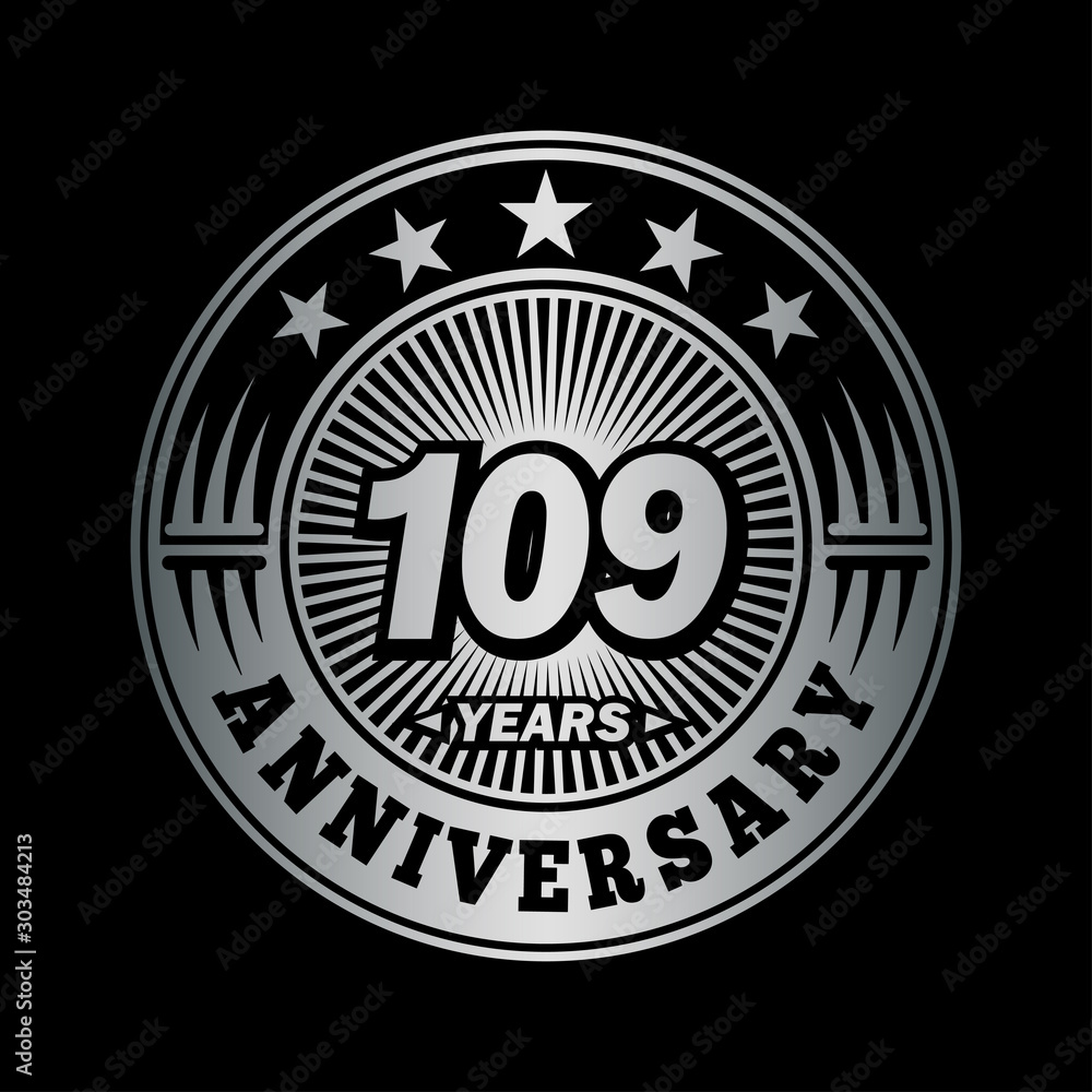 109 years anniversary celebration logo design. Vector and illustration.