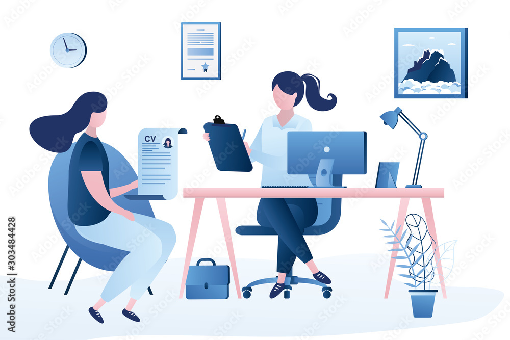Ταπετσαρία Beauty businesswoman boss or HR specialist having an interview with job applicant