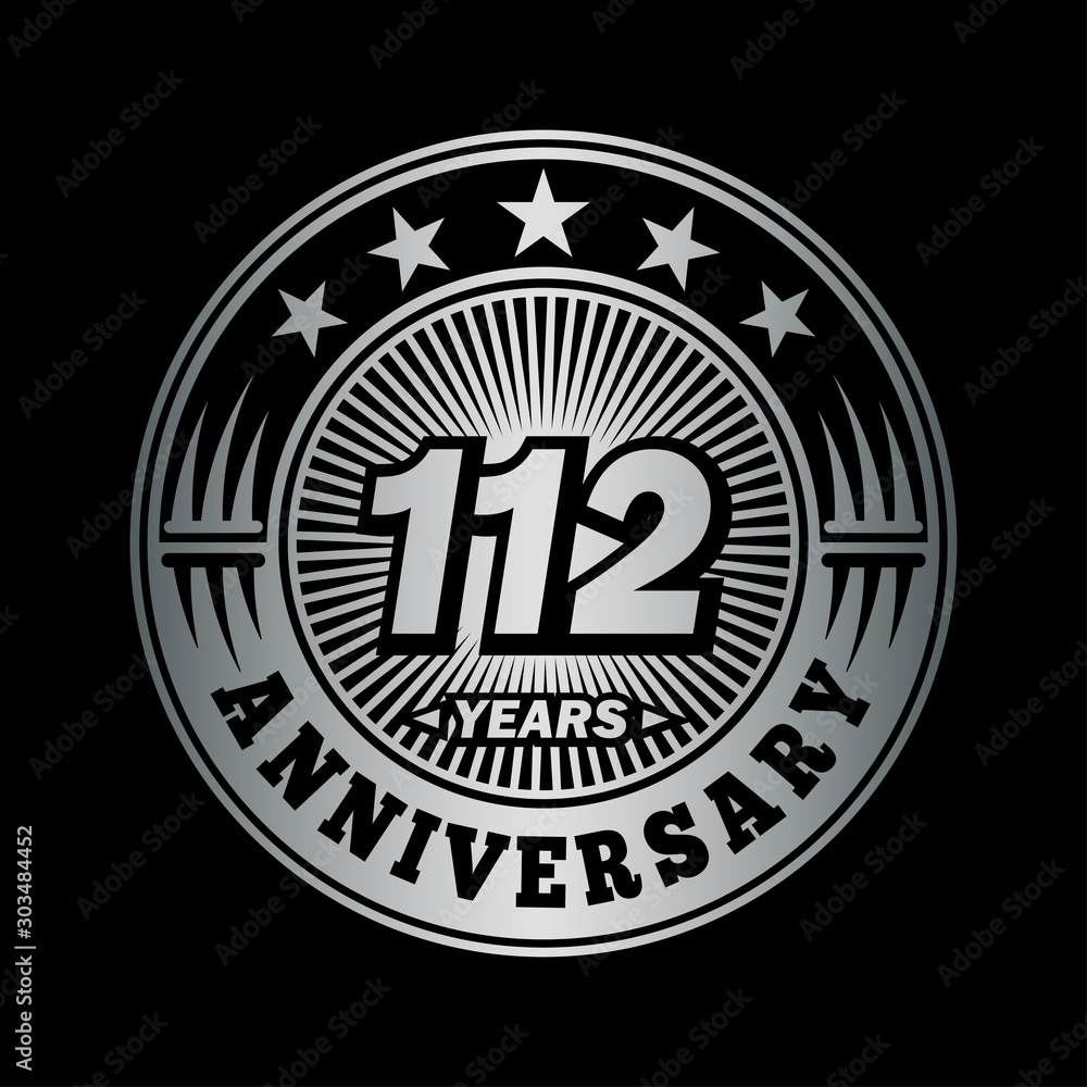 112 years anniversary celebration logo design. Vector and illustration.