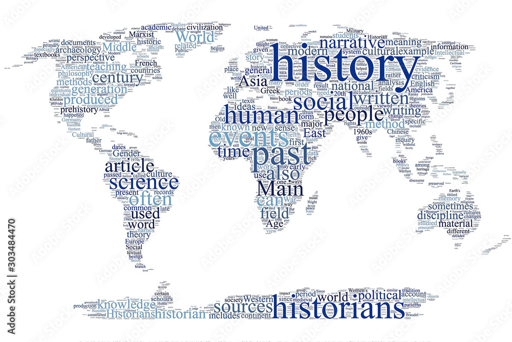 Naklejka premium History map word cloud