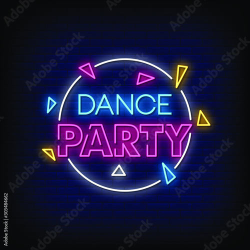 Dance Party Neon Signs Style text vector