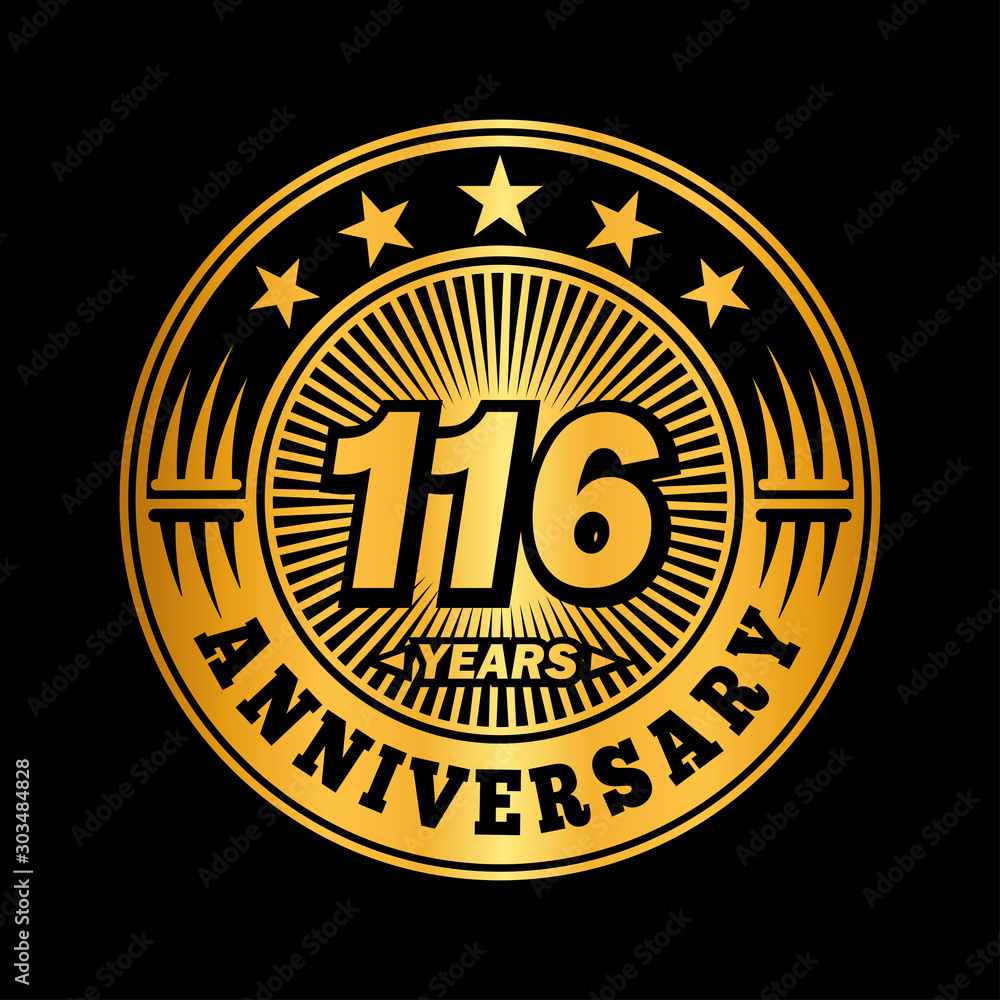 116 years anniversary celebration logo design. Vector and illustration.