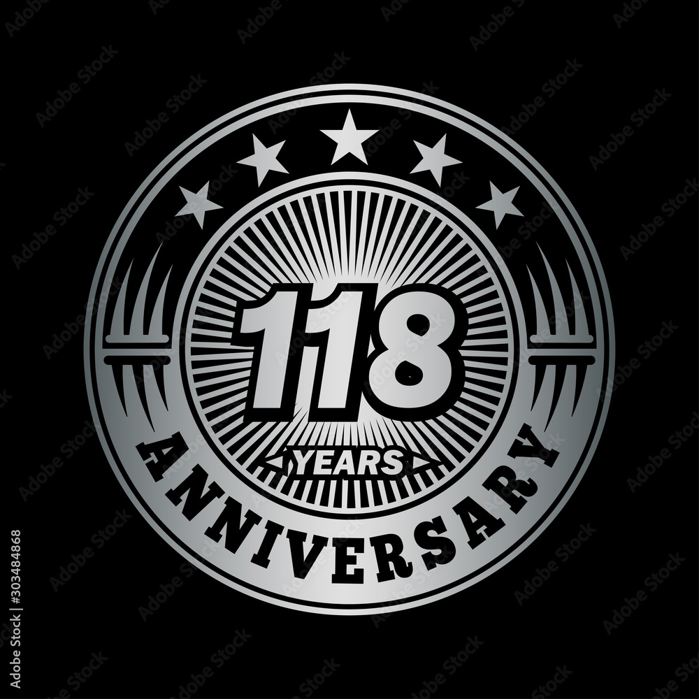 118 years anniversary celebration logo design. Vector and illustration.