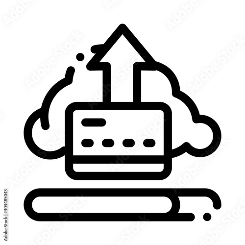 Write-Off Data Through Cloud Storage Icon Vector. Outline Write-Off Data Through Cloud Storage Sign. Isolated Contour Symbol Illustration
