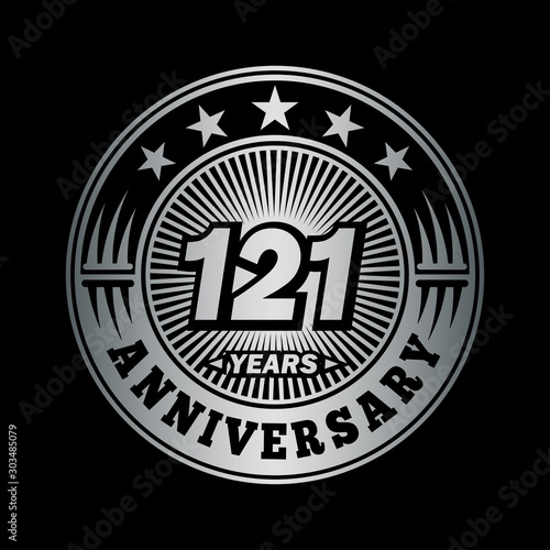 121 years anniversary celebration logo design. Vector and illustration.