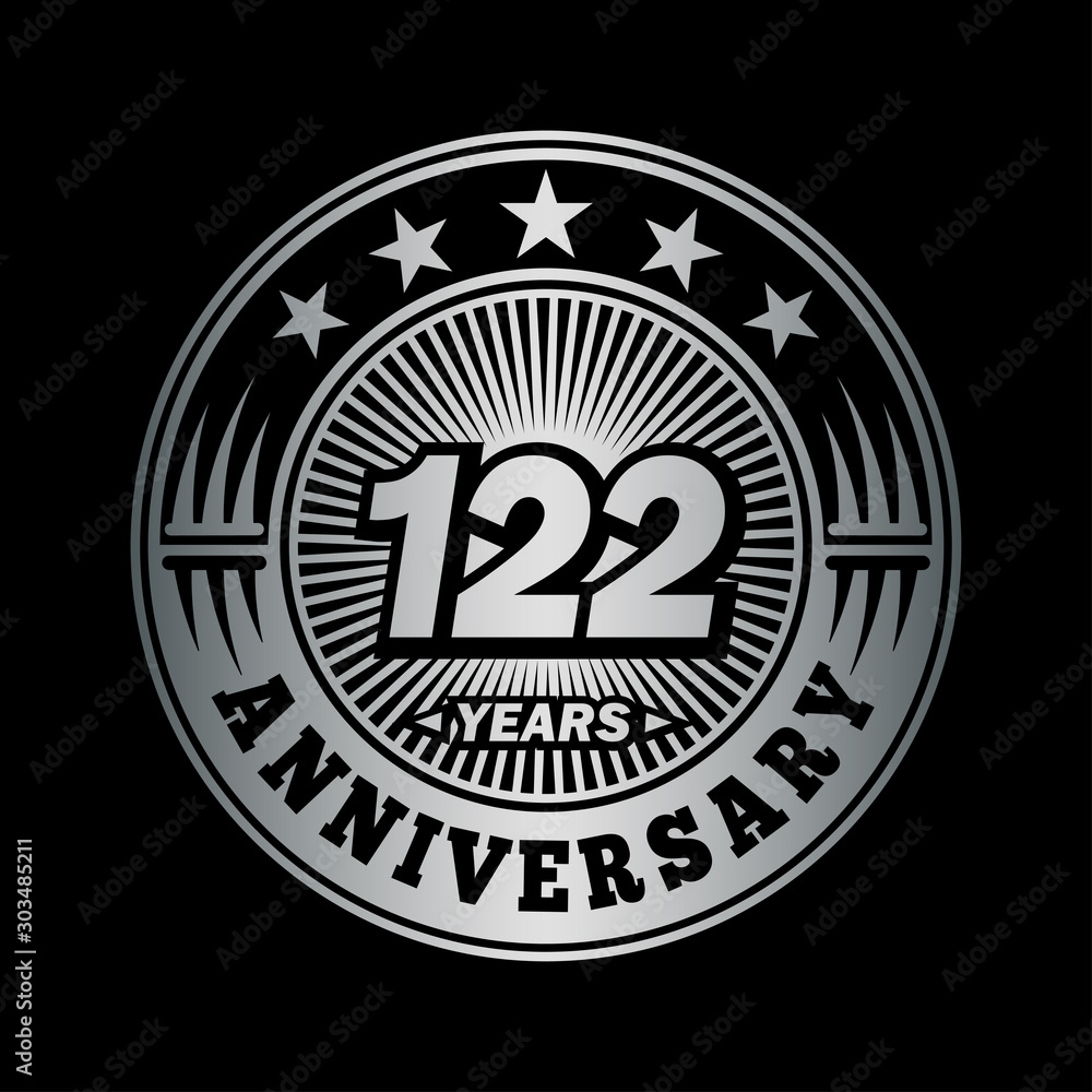 122 years anniversary celebration logo design. Vector and illustration.