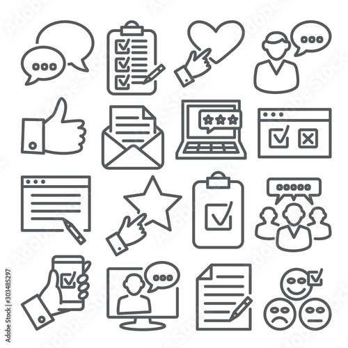 Survey line icons set on white background