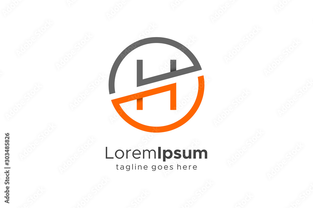 Simple Flat Circular Letter H logo Concept Design Element. Vector Logo Template. Simple Flat Circular Letter H logo Concept Design Element. Vector Logo Template.