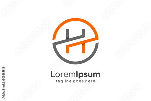 Simple Flat Circular Letter H logo Concept Design Element. Vector Logo Template.