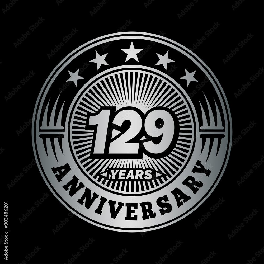 129 years anniversary celebration logo design. Vector and illustration.