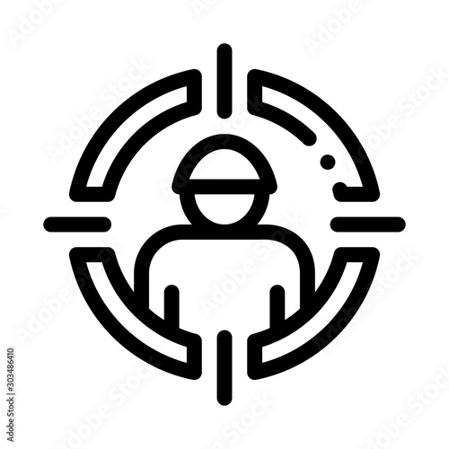 Targeting Person Icon Vector. Outline Targeting Person Sign. Isolated Contour Symbol Illustration