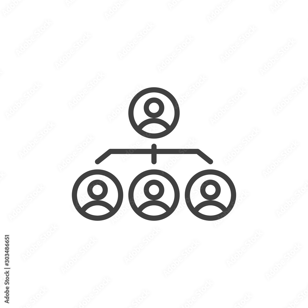 Hierarchical structure line icon. linear style sign for mobile concept and web design. People organization group outline vector icon. Symbol, logo illustration. Vector graphics Hierarchical structure line icon. linear style sign for mobile concept and web design. People organization group outline vector icon. Symbol, logo illustration. Vector graphics