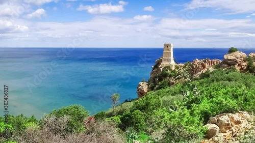 Torre delle Saline & the Coast of Muravera - time lapse pan shot photo