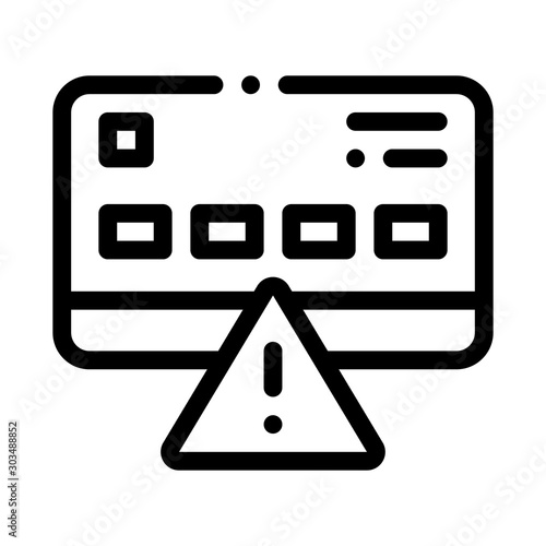 Credit Card Hacking Icon Vector. Outline Credit Card Hacking Sign. Isolated Contour Symbol Illustration
