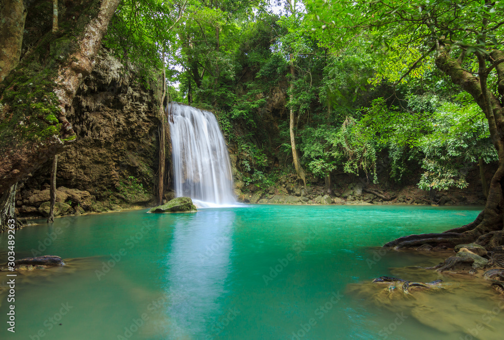 Waterfalls In Deep Forest at Erawan Waterfall in National Park Kanchanaburi Thailand Waterfalls In Deep Forest at Erawan Waterfall in National Park Kanchanaburi Thailand